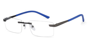 Gunmetal Rectangle Rimless Unisex Eyeglasses by Vincent Chase VC-126367