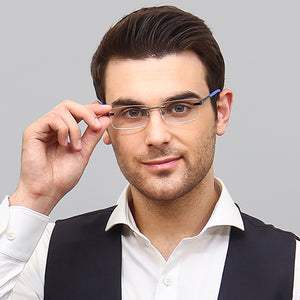 Gunmetal Rectangle Rimless Unisex Eyeglasses by Vincent Chase VC-126367