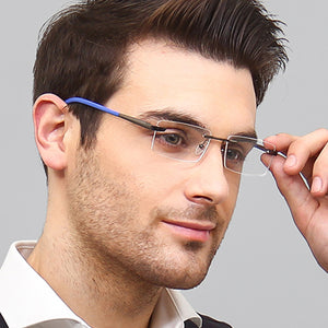 Gunmetal Rectangle Rimless Unisex Eyeglasses by Vincent Chase VC-126367