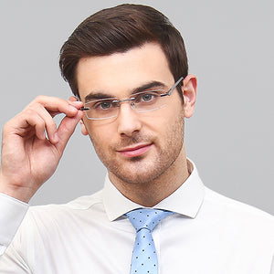 Grey Rectangle Rimless Unisex Eyeglasses by Lenskart Air Online-126375