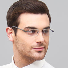 Load image into Gallery viewer, Grey Rectangle Rimless Unisex Eyeglasses by Lenskart Air Online-126375