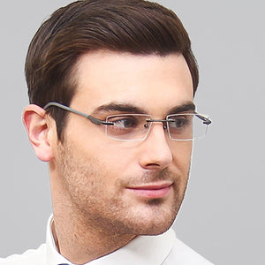 Grey Rectangle Rimless Unisex Eyeglasses by Lenskart Air Online-126375