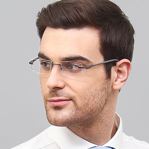 Grey Rectangle Rimless Unisex Eyeglasses by Lenskart Air Online-126375