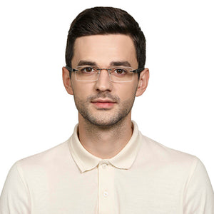 Silver Rectangle Rimless Unisex Eyeglasses by Vincent Chase Online-126390