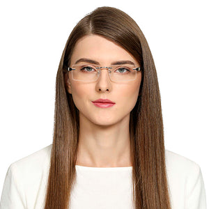Silver Rectangle Rimless Unisex Eyeglasses by Vincent Chase Online-126390