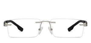 Silver Rectangle Rimless Unisex Eyeglasses by Vincent Chase Online-126390