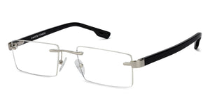 Silver Rectangle Rimless Unisex Eyeglasses by Vincent Chase Online-126390