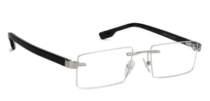 Silver Rectangle Rimless Unisex Eyeglasses by Vincent Chase Online-126390