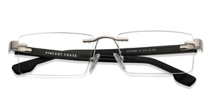 Silver Rectangle Rimless Unisex Eyeglasses by Vincent Chase Online-126390