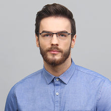 Load image into Gallery viewer, Gunmetal Rectangle Half Rim Unisex Eyeglasses by Vincent Chase Online-126397