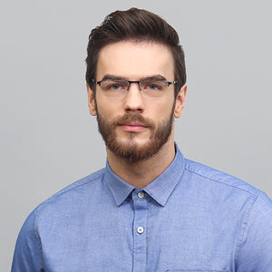 Gunmetal Rectangle Half Rim Unisex Eyeglasses by Vincent Chase Online-126397