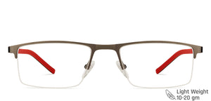 Gunmetal Rectangle Half Rim Unisex Eyeglasses by Vincent Chase Online-126397