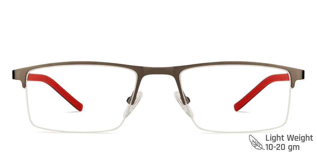 Gunmetal Rectangle Half Rim Unisex Eyeglasses by Vincent Chase Online-126397