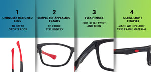 Black Rectangle Full Rim Unisex Eyeglasses by Lenskart Air Online-126443