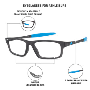 Grey Rectangle Full Rim Unisex Eyeglasses by Lenskart Air Online-126457