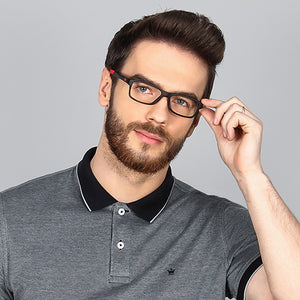 Black Rectangle Full Rim Unisex Eyeglasses by Lenskart Air Online-126463