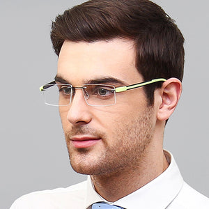 Black Rectangle Rimless Unisex Eyeglasses by Lenskart Air Online-126505