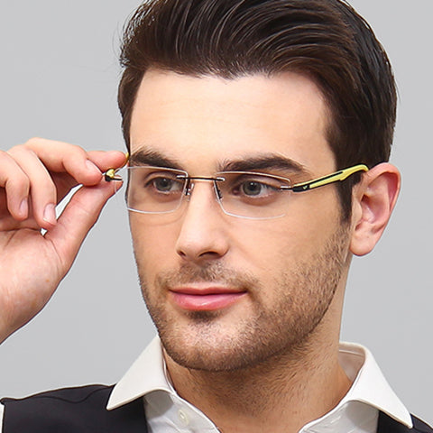 Black Rectangle Rimless Unisex Eyeglasses by Lenskart Air Online-126509