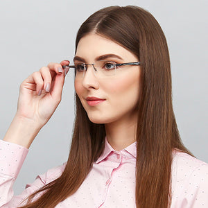 Black Rectangle Rimless Unisex Eyeglasses by Lenskart Air Online-126519