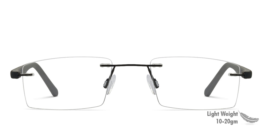 Black Rectangle Rimless Unisex Eyeglasses by Lenskart Air Online-126519