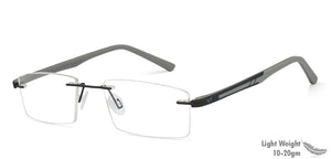 Black Rectangle Rimless Unisex Eyeglasses by Lenskart Air Online-126519