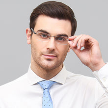 Load image into Gallery viewer, Black Rectangle Rimless Unisex Eyeglasses by Lenskart Air Online-126519