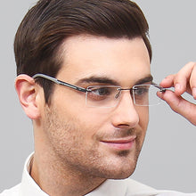 Load image into Gallery viewer, Black Rectangle Rimless Unisex Eyeglasses by Lenskart Air Online-126519