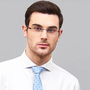 Black Rectangle Rimless Unisex Eyeglasses by Lenskart Air Online-126524