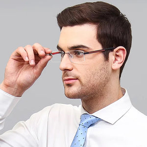 Black Rectangle Rimless Unisex Eyeglasses by Lenskart Air Online-126524