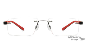 Black Rectangle Rimless Unisex Eyeglasses by Lenskart Air Online-126524