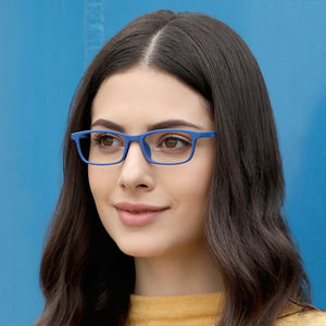 Blue Rectangle Full Rim Unisex Eyeglasses by Lenskart Air Online-127488