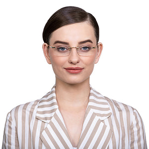 Gold Rectangle Rimless Unisex Eyeglasses by Vincent Chase VC-128035