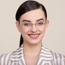 Load image into Gallery viewer, Gold Rectangle Rimless Unisex Eyeglasses by Vincent Chase VC-128035