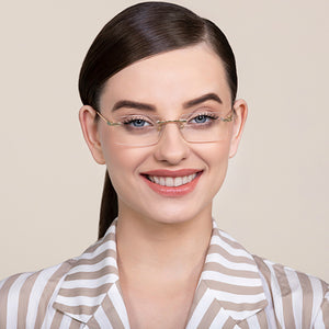 Gold Rectangle Rimless Unisex Eyeglasses by Vincent Chase VC-128035