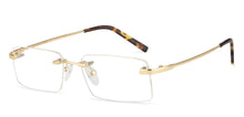 Load image into Gallery viewer, Gold Rectangle Rimless Unisex Eyeglasses by Vincent Chase VC-128035