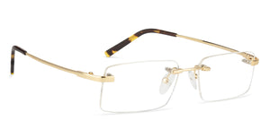 Gold Rectangle Rimless Unisex Eyeglasses by Vincent Chase VC-128035
