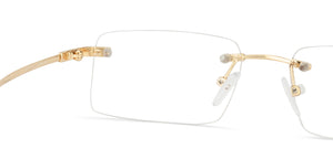 Gold Rectangle Rimless Unisex Eyeglasses by Vincent Chase VC-128035