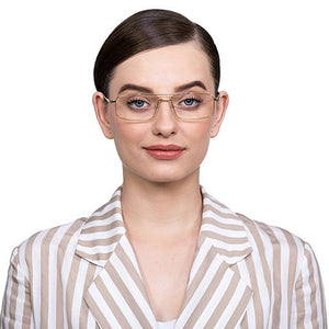 Gold Rectangle Full Rim Unisex Eyeglasses by Vincent Chase VC-128039
