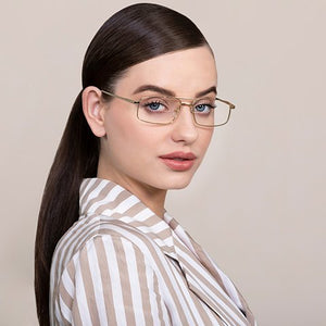 Gold Rectangle Full Rim Unisex Eyeglasses by Vincent Chase VC-128039