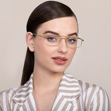 Load image into Gallery viewer, Gold Rectangle Full Rim Unisex Eyeglasses by Vincent Chase VC-128039