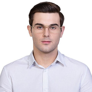 Gold Rectangle Full Rim Unisex Eyeglasses by Vincent Chase VC-128039