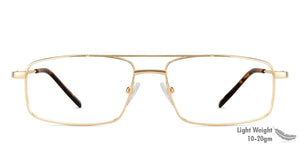 Gold Rectangle Full Rim Unisex Eyeglasses by Vincent Chase VC-128039