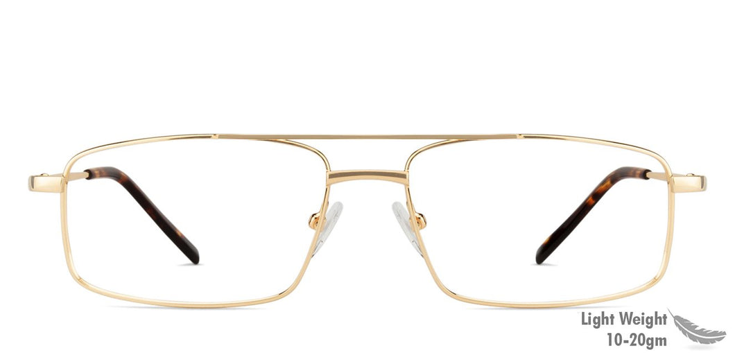 Gold Rectangle Full Rim Unisex Eyeglasses by Vincent Chase VC-128039