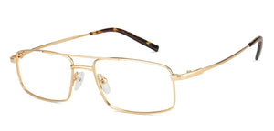 Gold Rectangle Full Rim Unisex Eyeglasses by Vincent Chase VC-128039