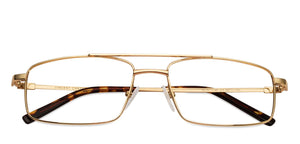 Gold Rectangle Full Rim Unisex Eyeglasses by Vincent Chase VC-128039