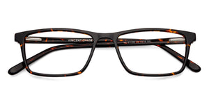 Tortoise Rectangle Full Rim Unisex Eyeglasses by Vincent Chase-128544