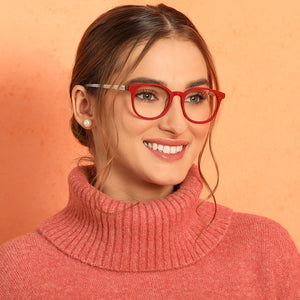 Red Round Full Rim Unisex Eyeglasses by Vincent Chase Online-134914
