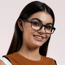 Load image into Gallery viewer, Black Rectangle Full Rim Unisex Eyeglasses by Lenskart Air Online-128572