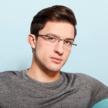 Load image into Gallery viewer, Black Rectangle Rimless Unisex Eyeglasses by Lenskart Air Online-128636