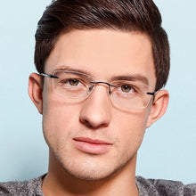 Load image into Gallery viewer, Black Rectangle Rimless Unisex Eyeglasses by Lenskart Air Online-128636